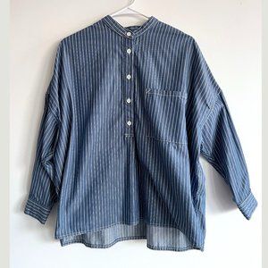 Pilgrim Surf Supply, 100% Japanese cotton stripe, womens popover shirt, S